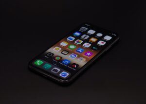 turned-on space gray iPhone X